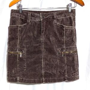 Women's WORN JEANS Brown Distressed Corduroy Mini‎ Skirt, Cotton, Casual, Sz 4